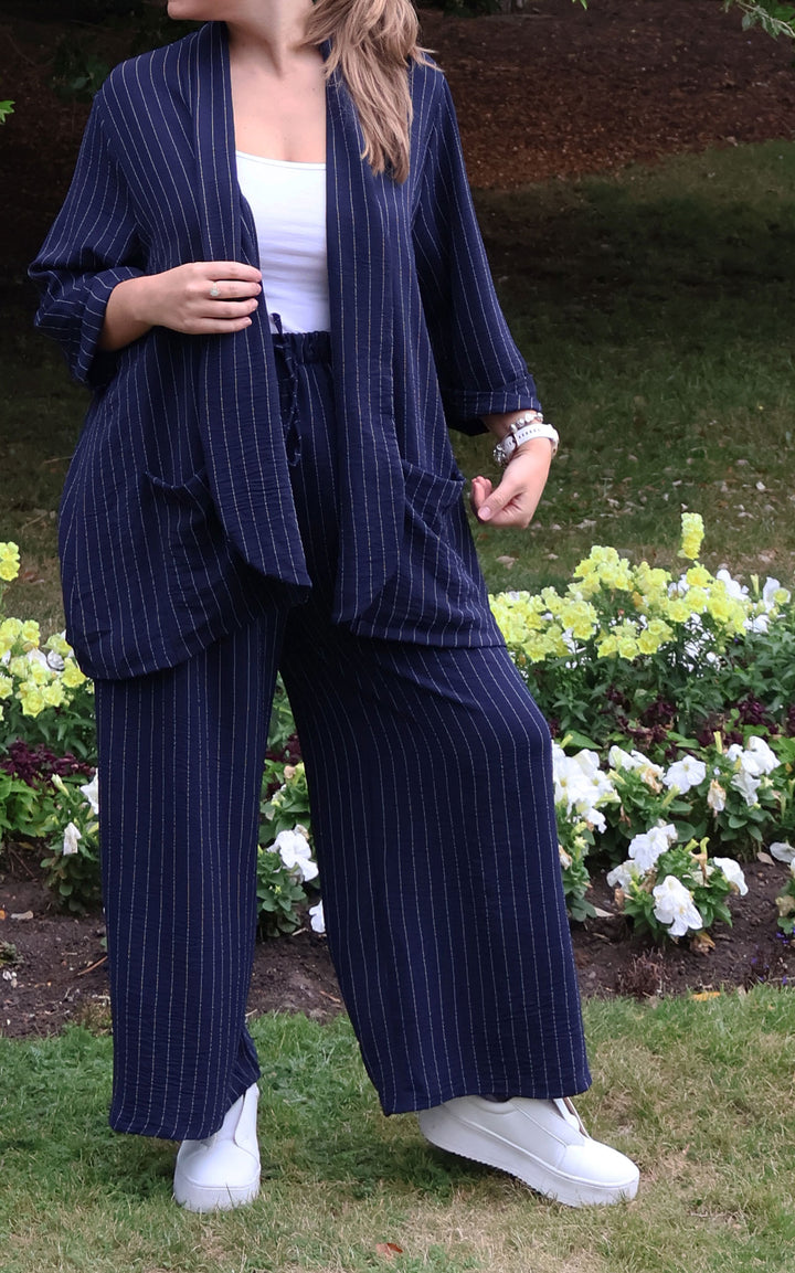 Mandy Jacket | Pinstripe | Navy
