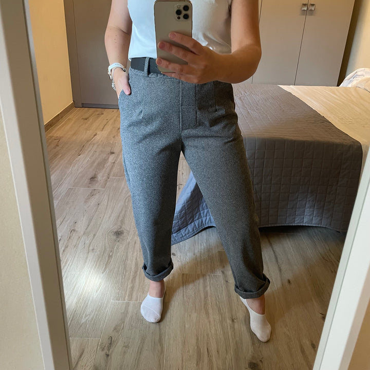 Ivy Herringbone Trousers | Grey