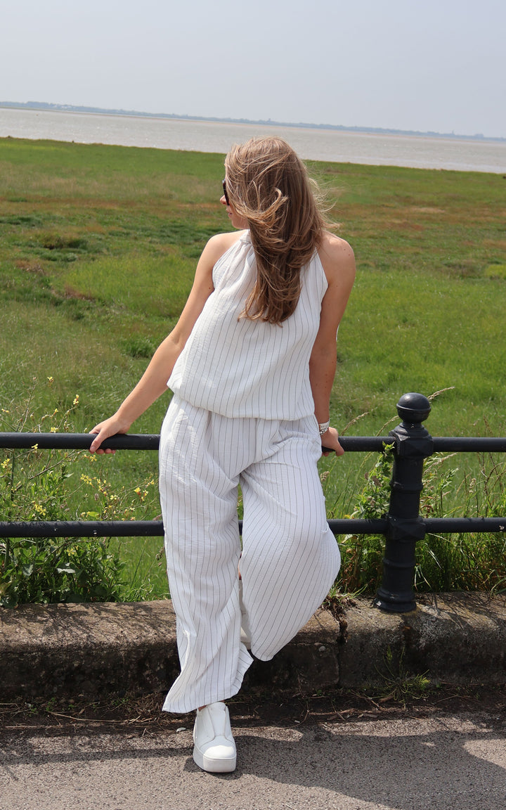 Mandy Trousers | Pinstripe | White