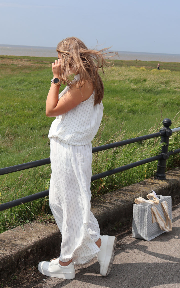 Mandy Trousers | Pinstripe | White