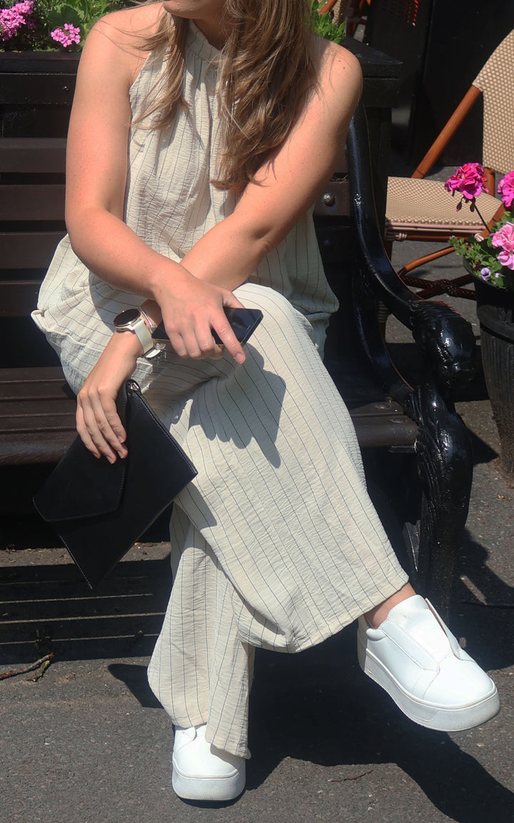 Mandy Trousers | Pinstripe | Beige