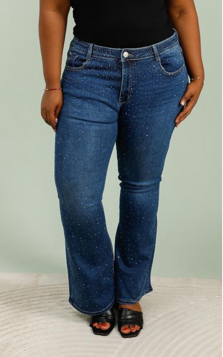 Jeans | Diamante Flared | Dark Denim