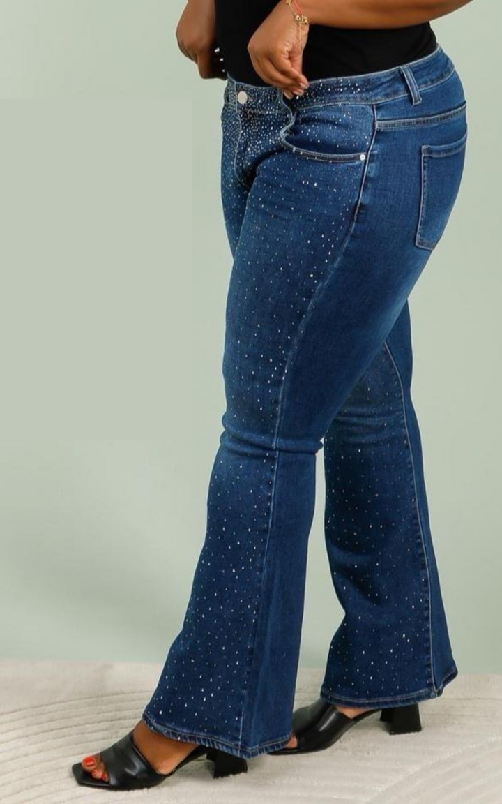 Jeans | Diamante Flared | Dark Denim