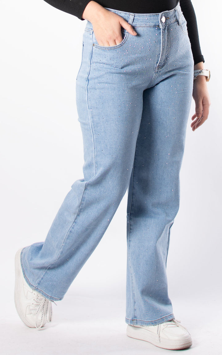 Jeans | Diamante Wide Leg | Light Wash
