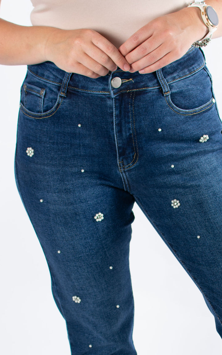 Jeans | Mom | Pearls | Dark Denim