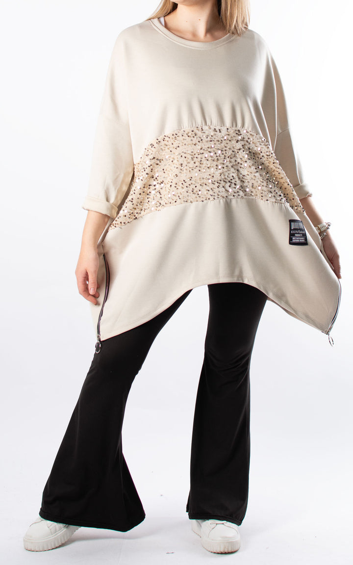 Keeley Tunic | Sequin | Beige