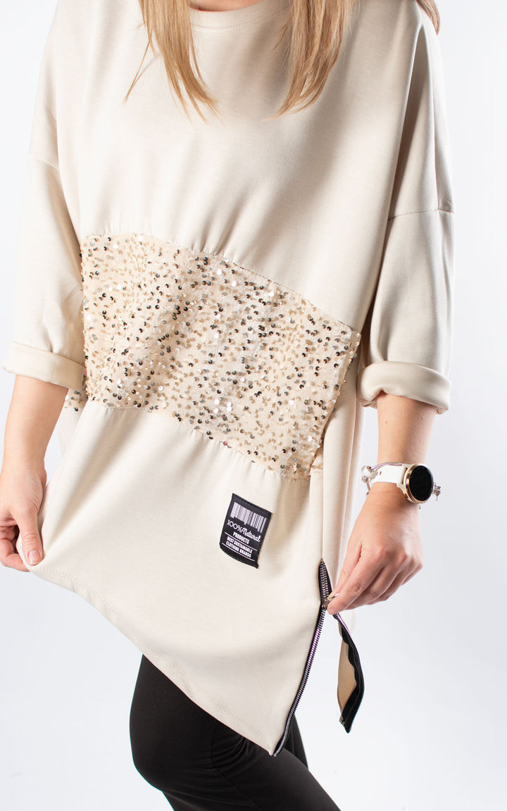 Keeley Tunic | Sequin | Beige