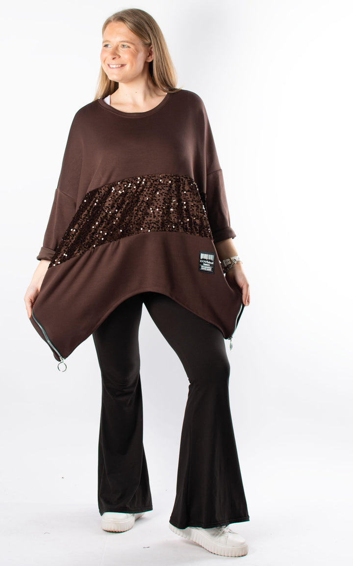 Keeley Tunic | Sequin | Chocolate