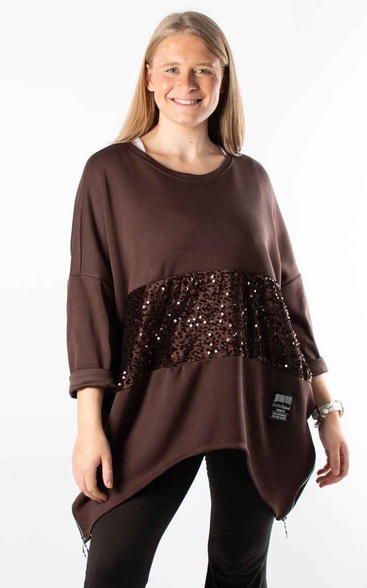 Keeley Tunic | Sequin | Chocolate