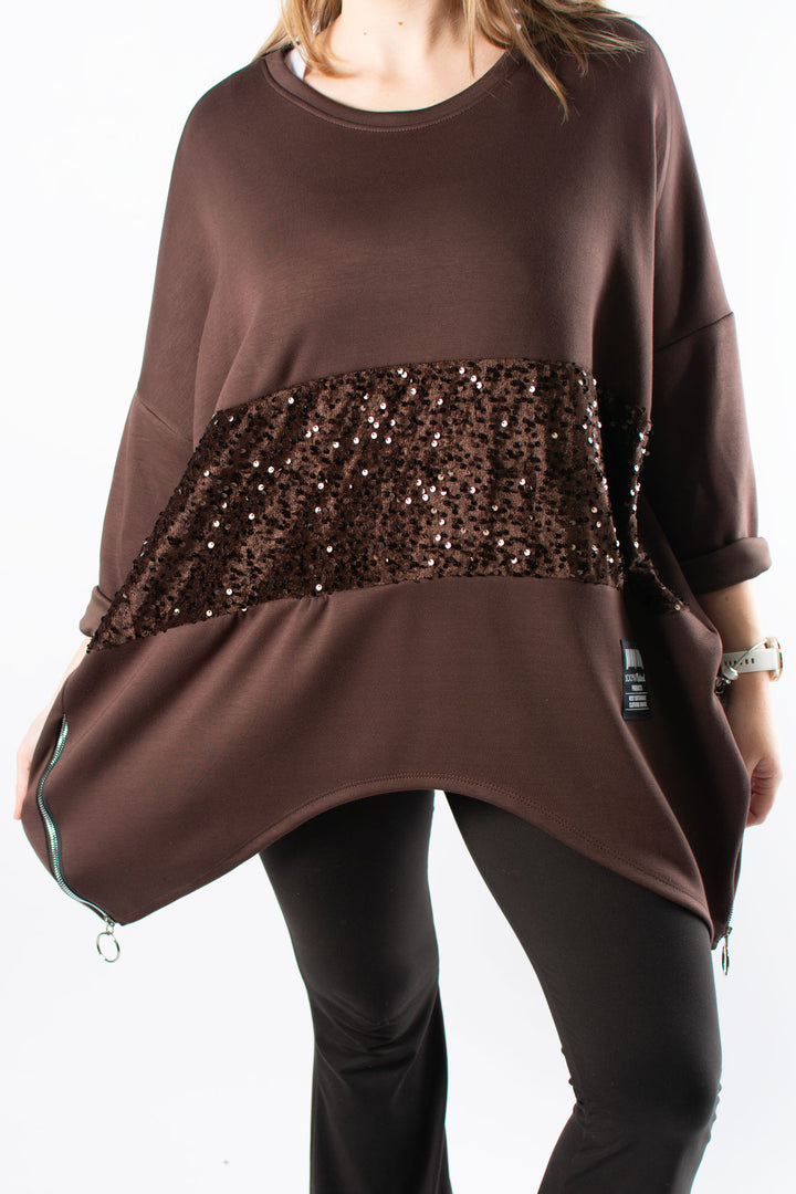 Keeley Tunic | Sequin | Chocolate