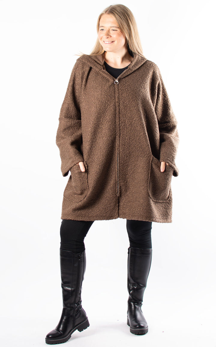 Kerry Boucle | Zip Up | Chocolate