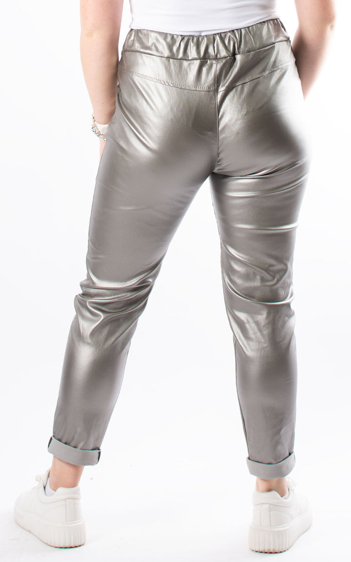 Leather Look Magic Joggers | Pewter