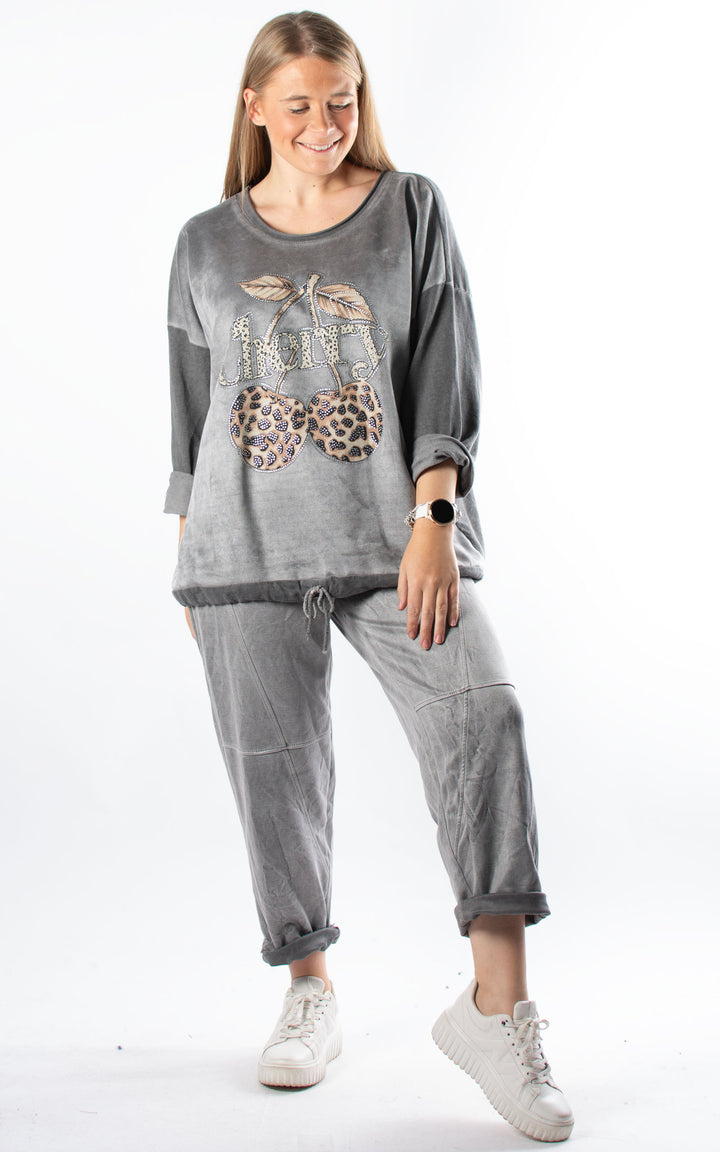 Linda Cherry Top | Grey