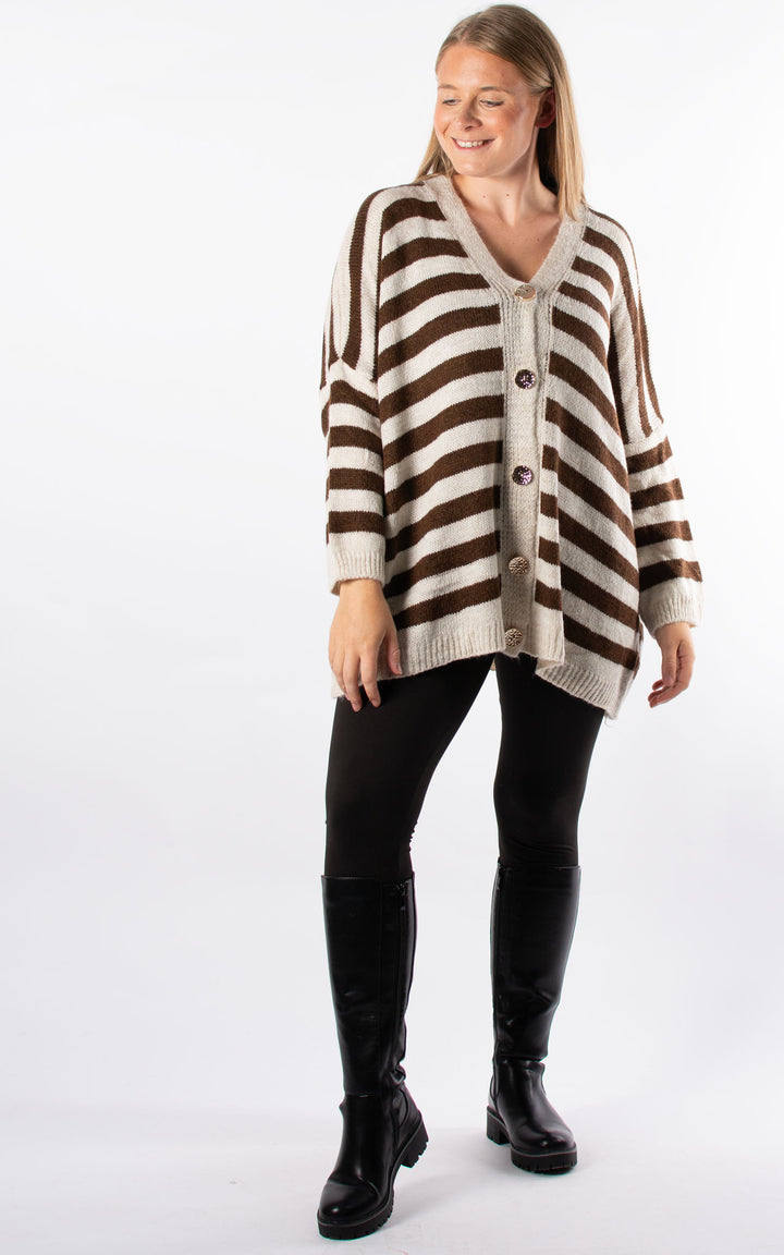 Lola Stripe Cardigan | Chocolate