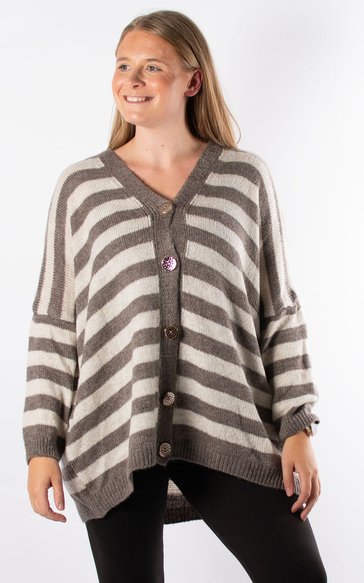 Lola Stripe Cardigan | Mocha