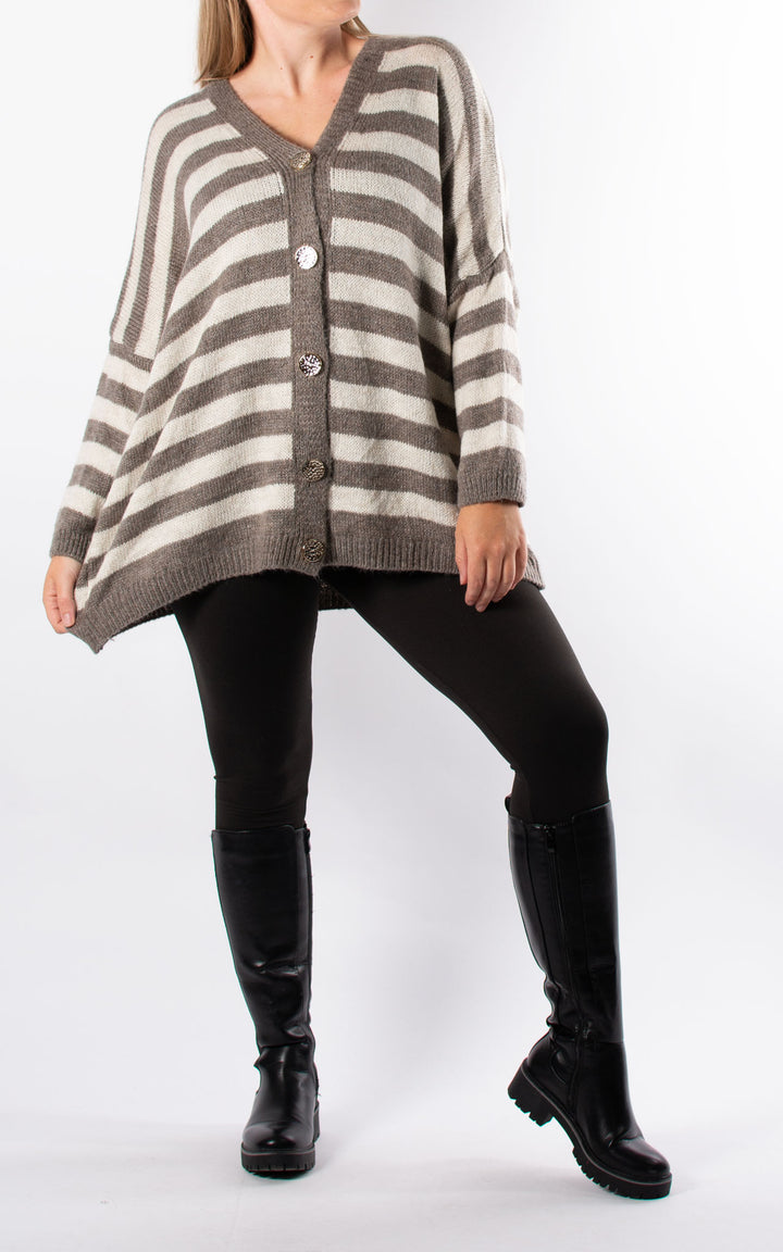 Lola Stripe Cardigan | Mocha
