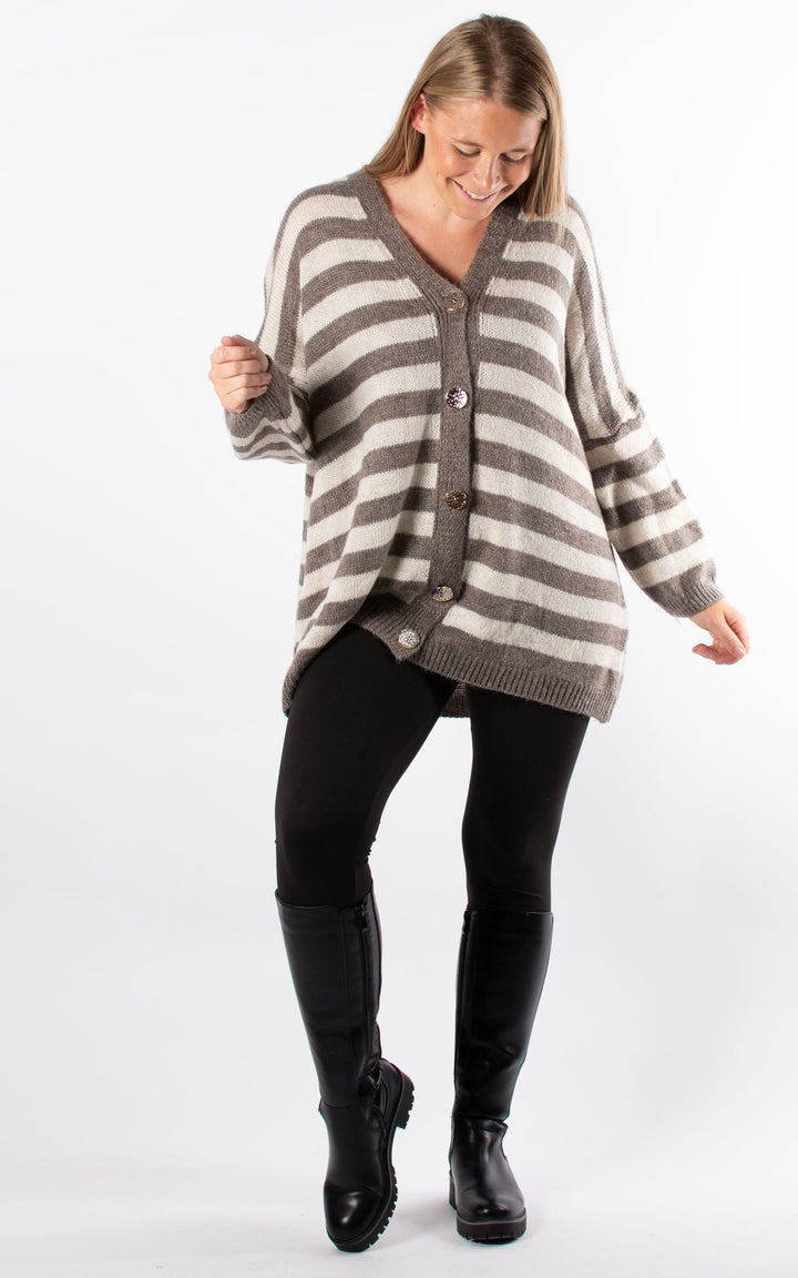Lola Stripe Cardigan | Mocha