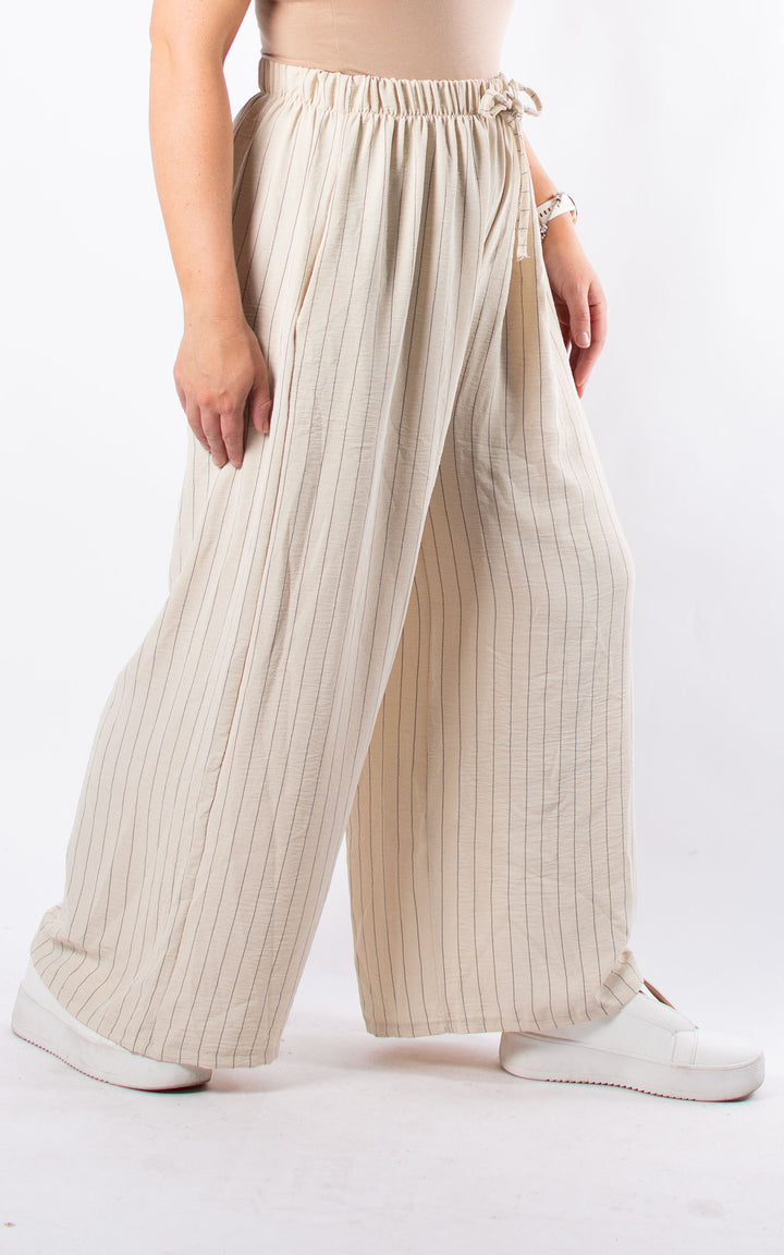 Mandy Trousers | Pinstripe | Beige