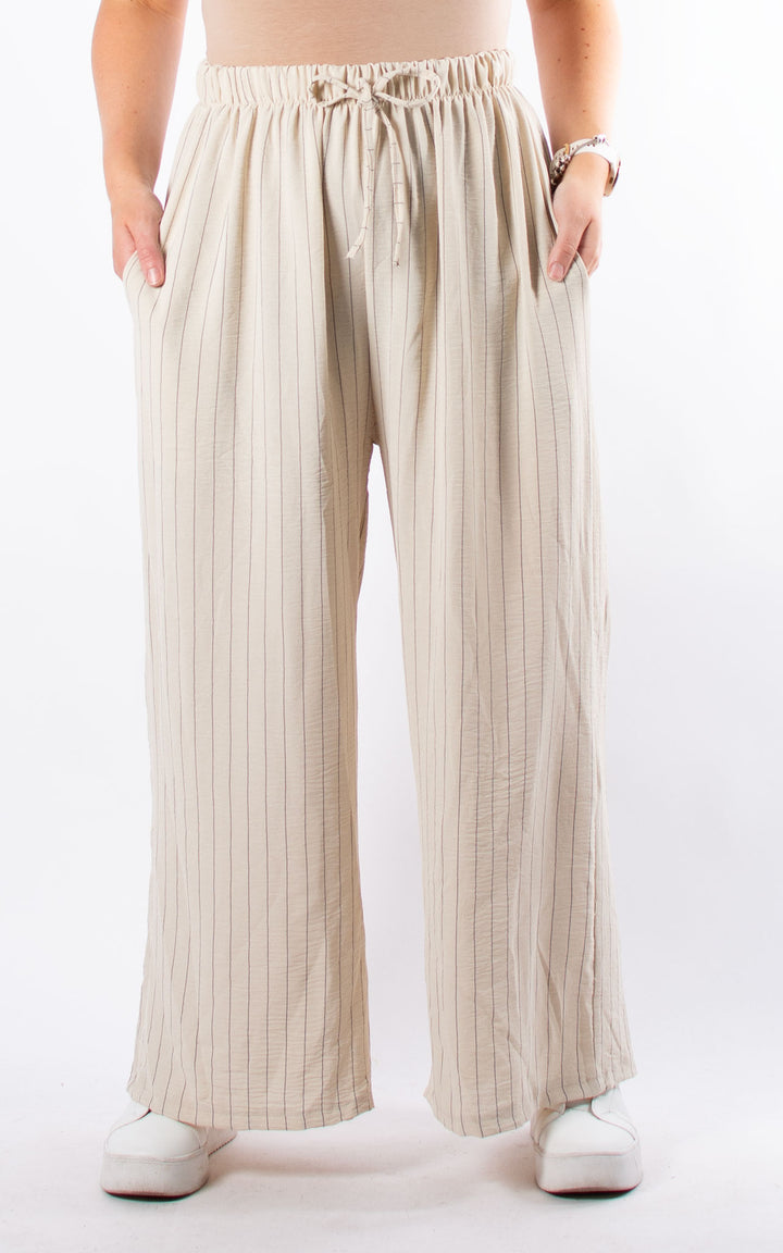 Mandy Trousers | Pinstripe | Beige
