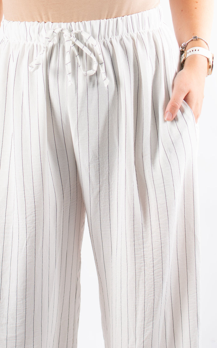 Mandy Trousers | Pinstripe | White