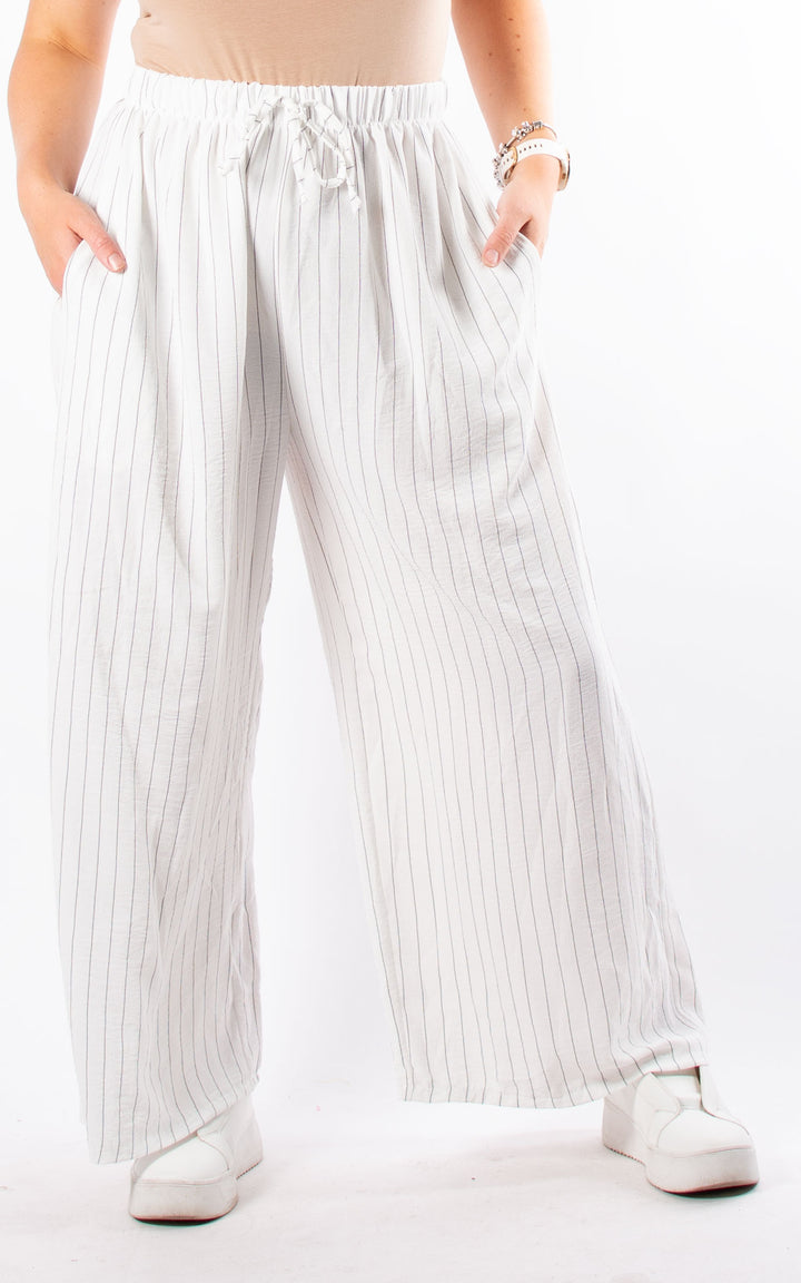 Mandy Trousers | Pinstripe | White