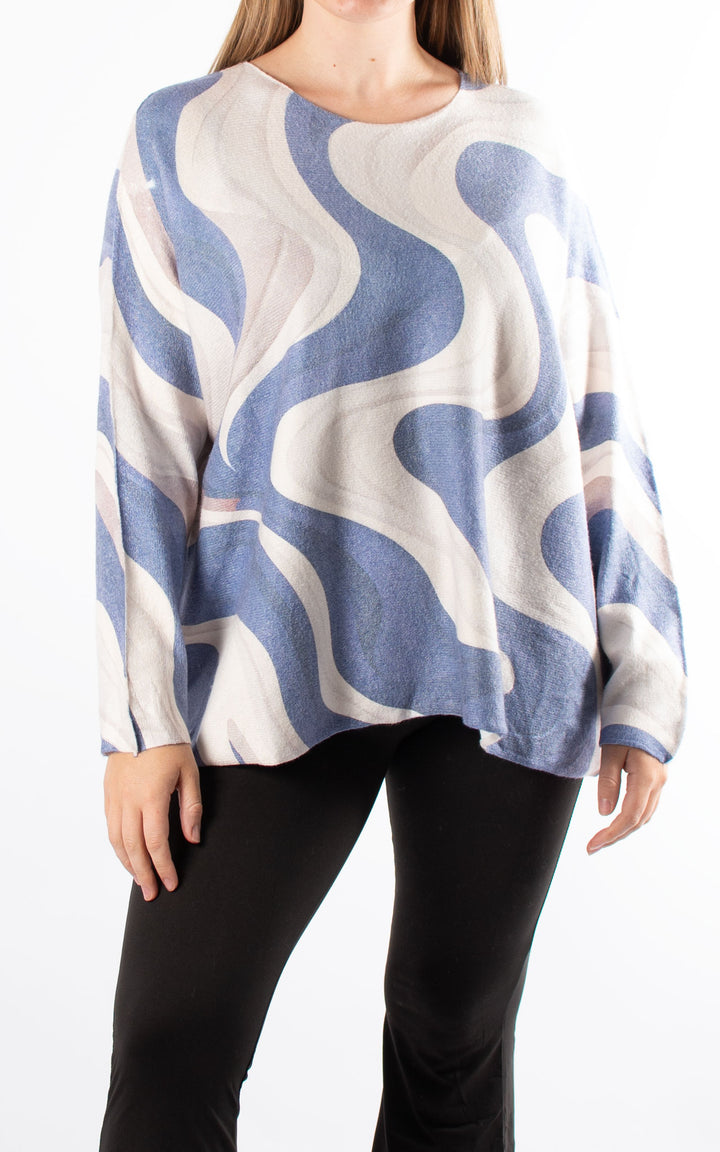 Naomi Thin Knit | Wave | Blue