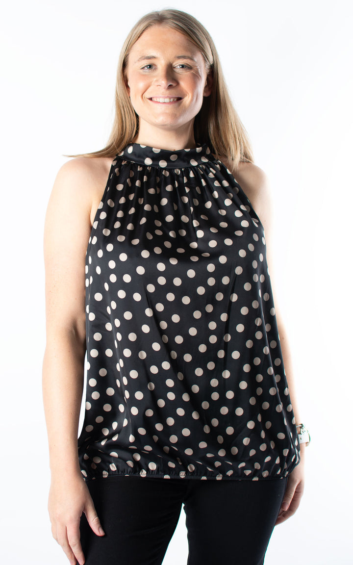 Polka Dot Halterneck | Black