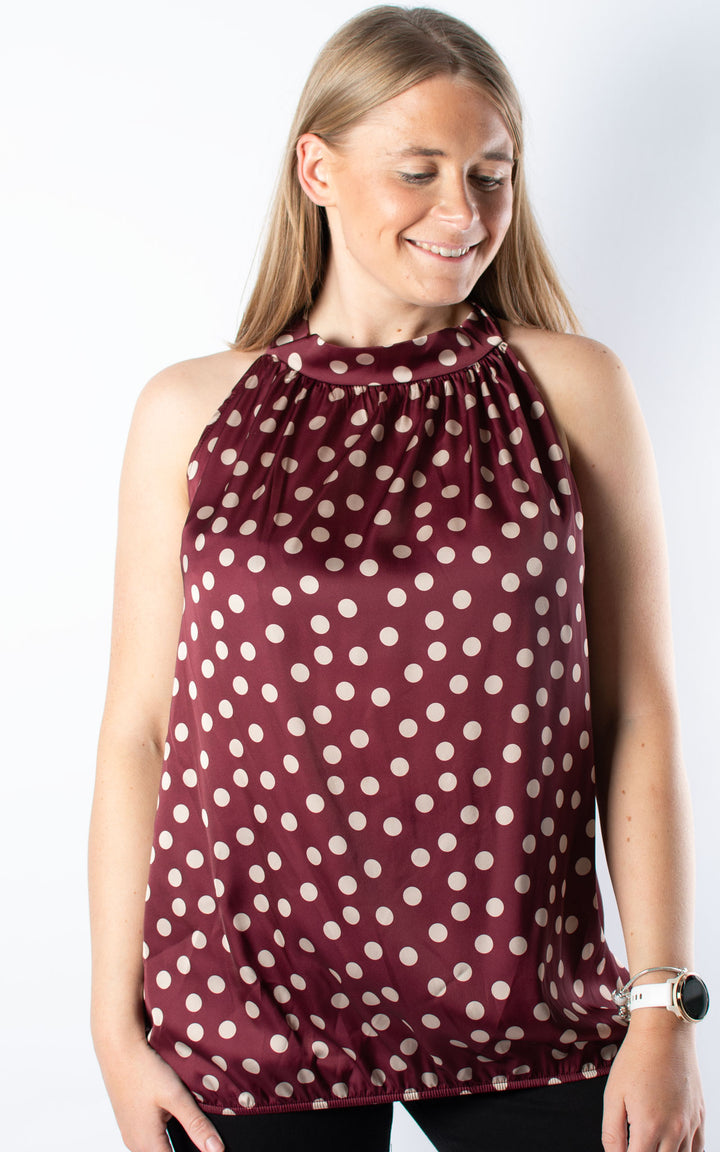 Polka Dot Halterneck | Burgundy