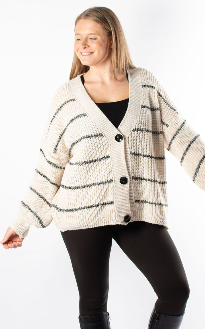 Shannon Stripe Cardigan | Beige