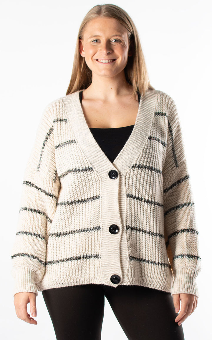 Shannon Stripe Cardigan | Beige