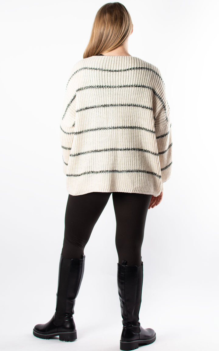 Shannon Stripe Cardigan | Beige