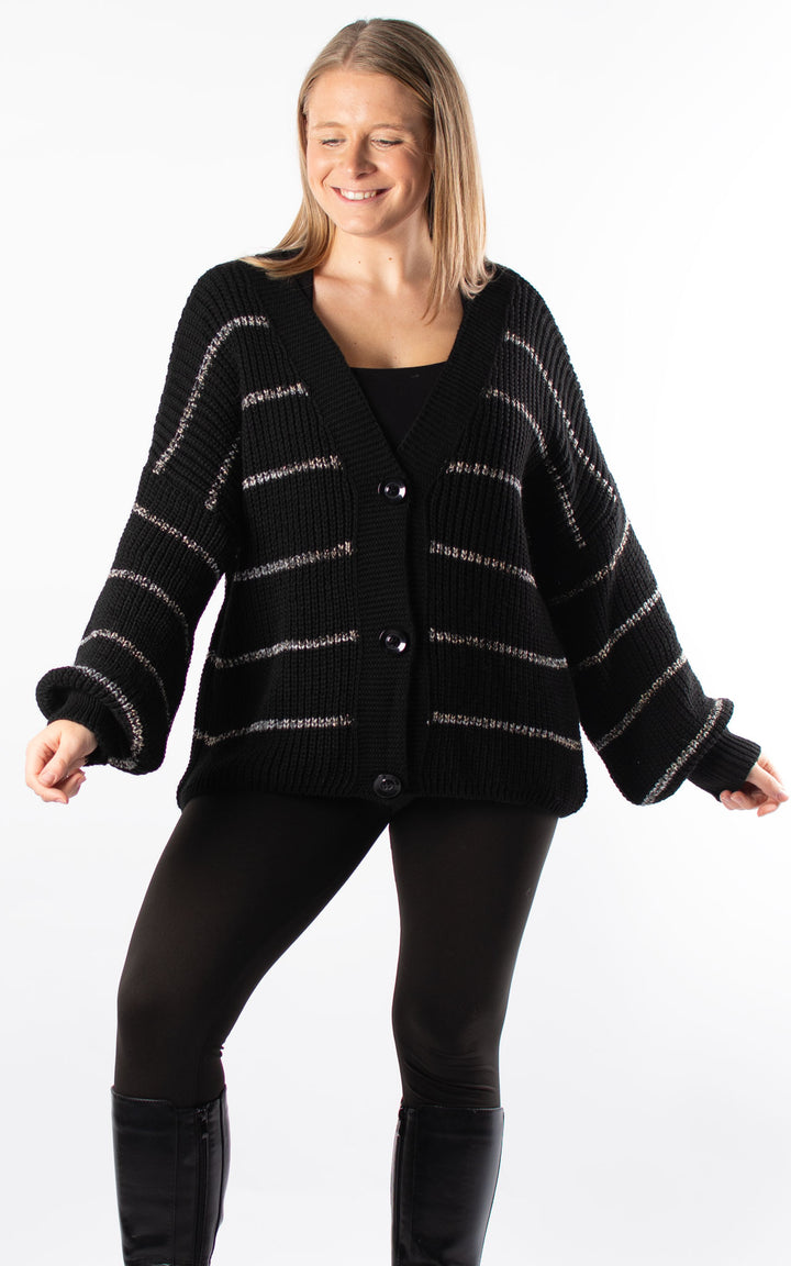 Shannon Stripe Cardigan | Black