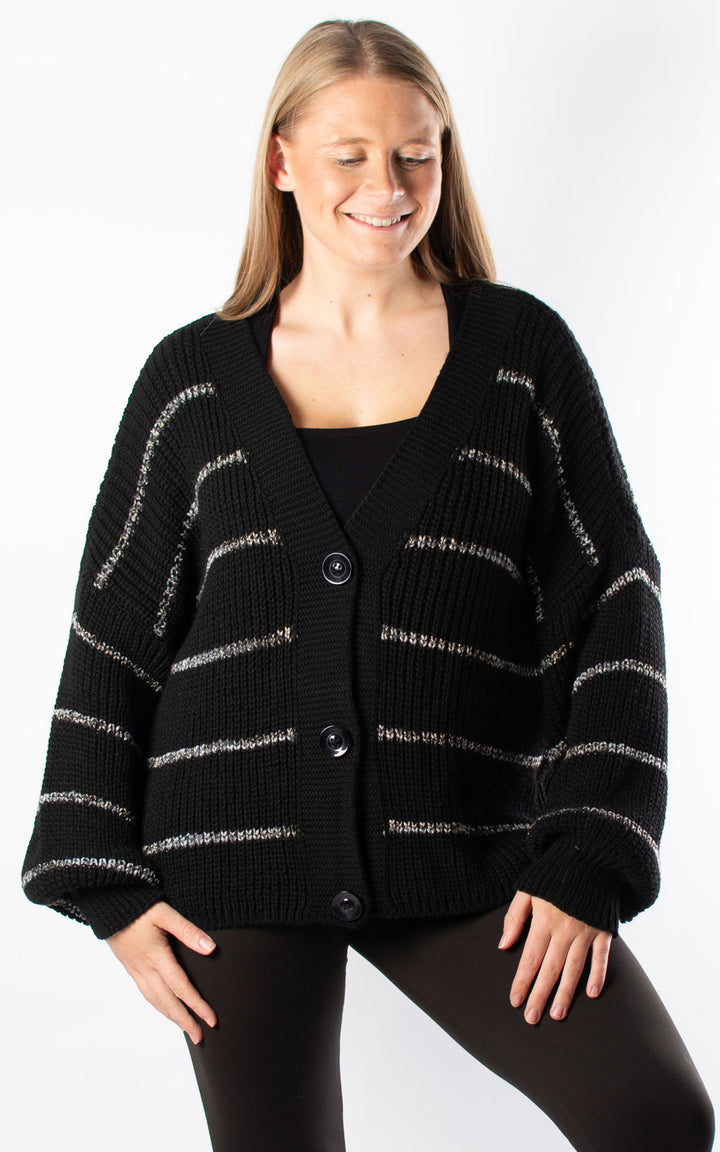 Shannon Stripe Cardigan | Black