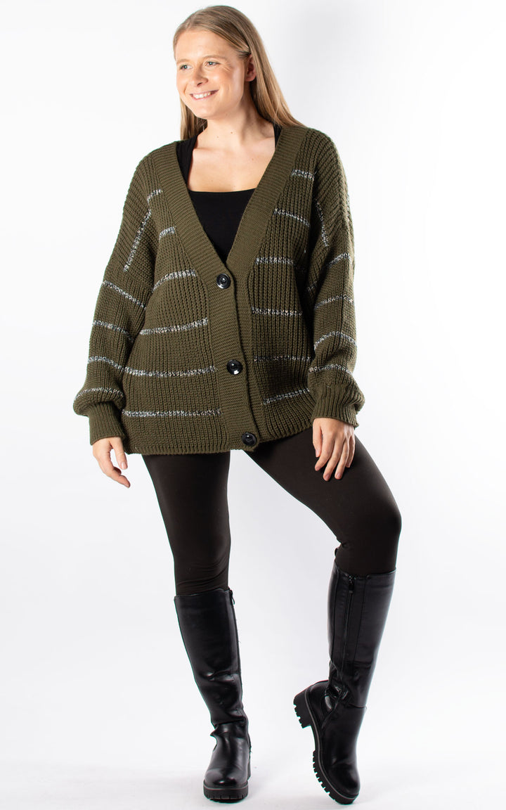 Shannon Stripe Cardigan | Khaki