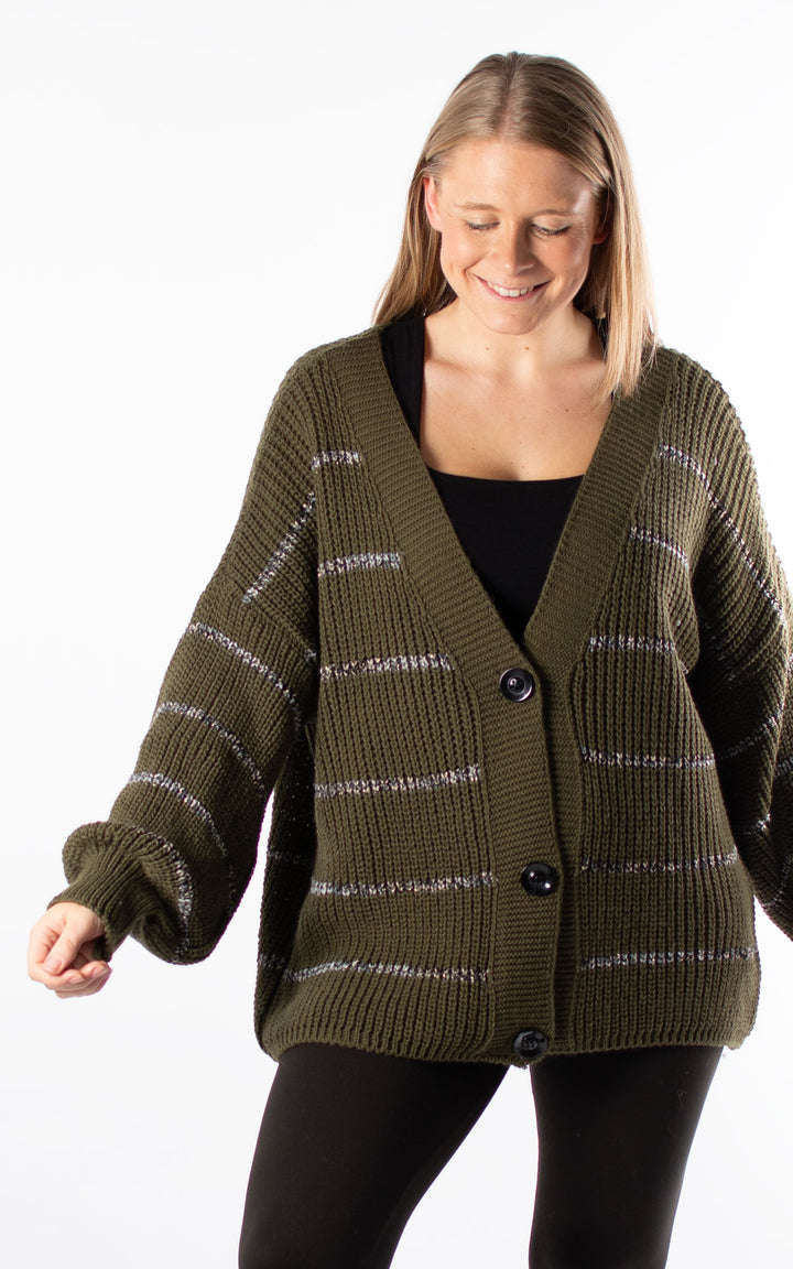 Shannon Stripe Cardigan | Khaki