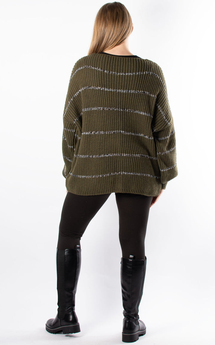 Shannon Stripe Cardigan | Khaki