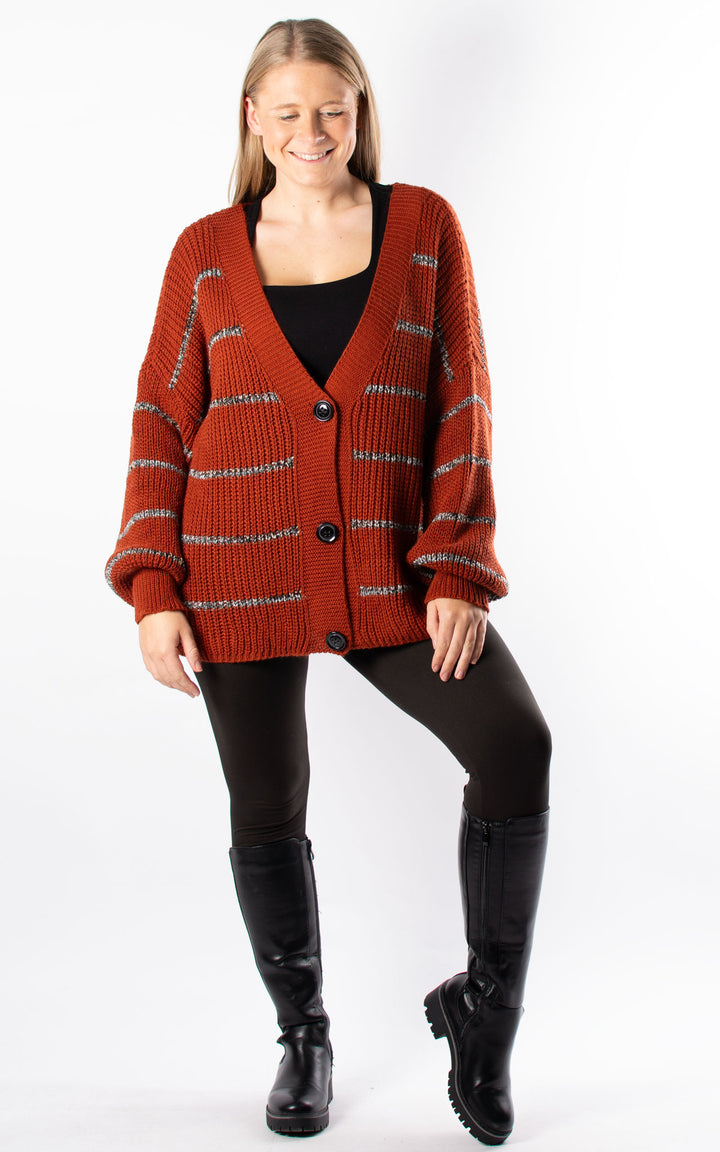 Shannon Stripe Cardigan | Rust