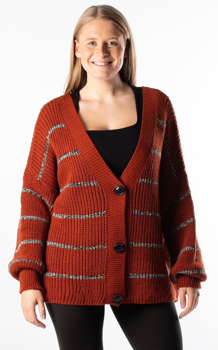 Shannon Stripe Cardigan | Rust