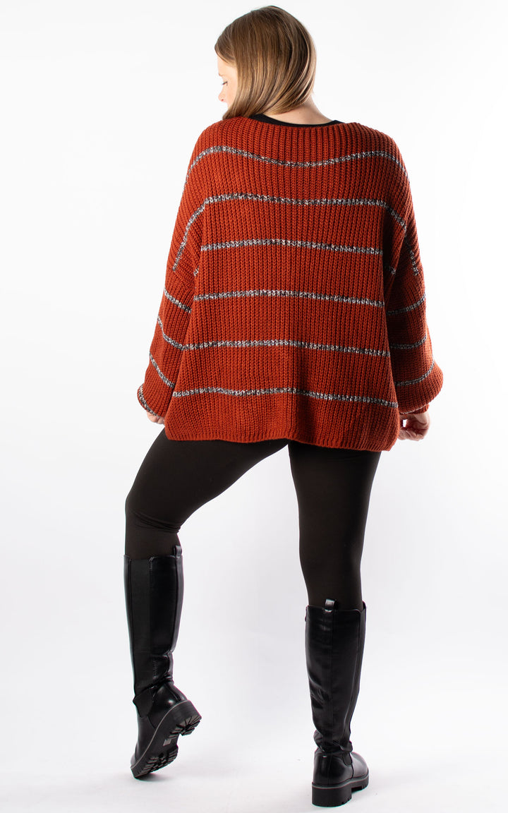 Shannon Stripe Cardigan | Rust