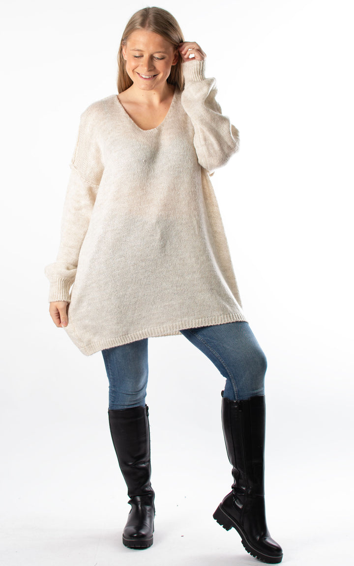 Sian V-neck Jumper | Beige