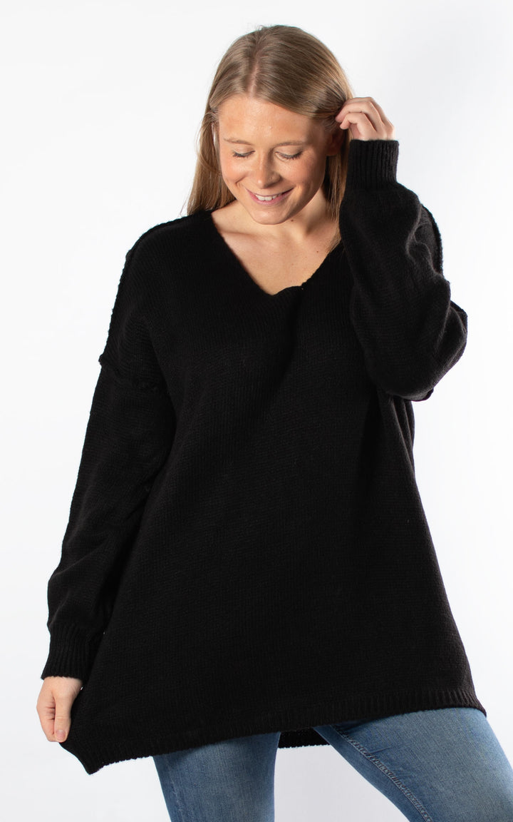 Sian V-neck Jumper | Black