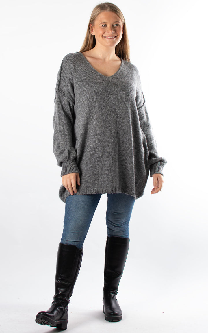 Sian V-neck Jumper | Grey