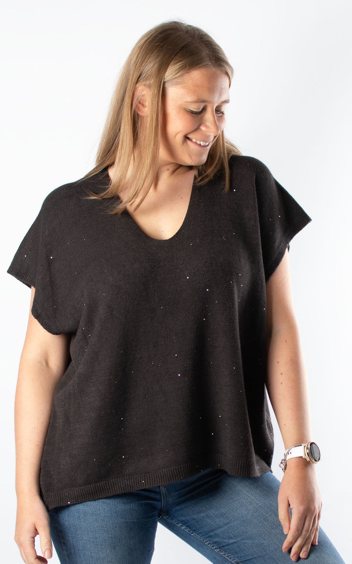 Sparkle V-Neck | Chocolate