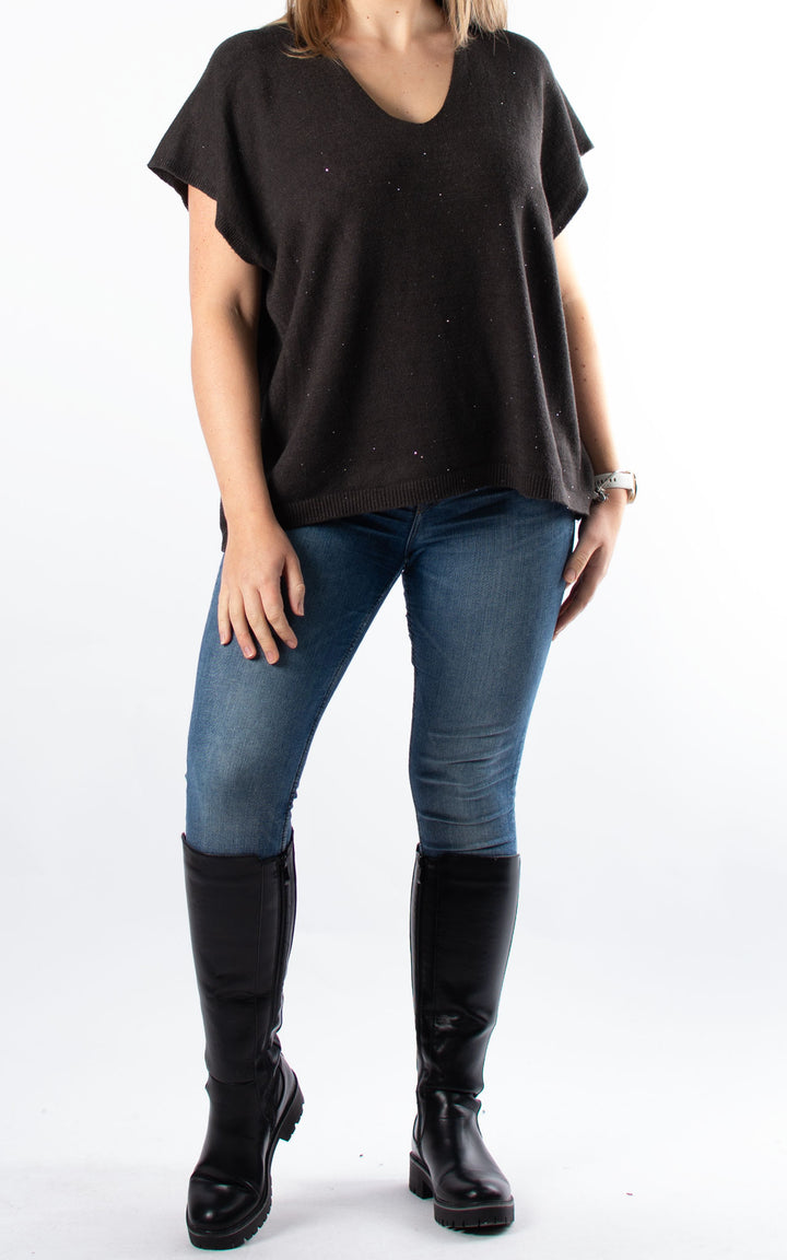 Sparkle V-Neck | Chocolate