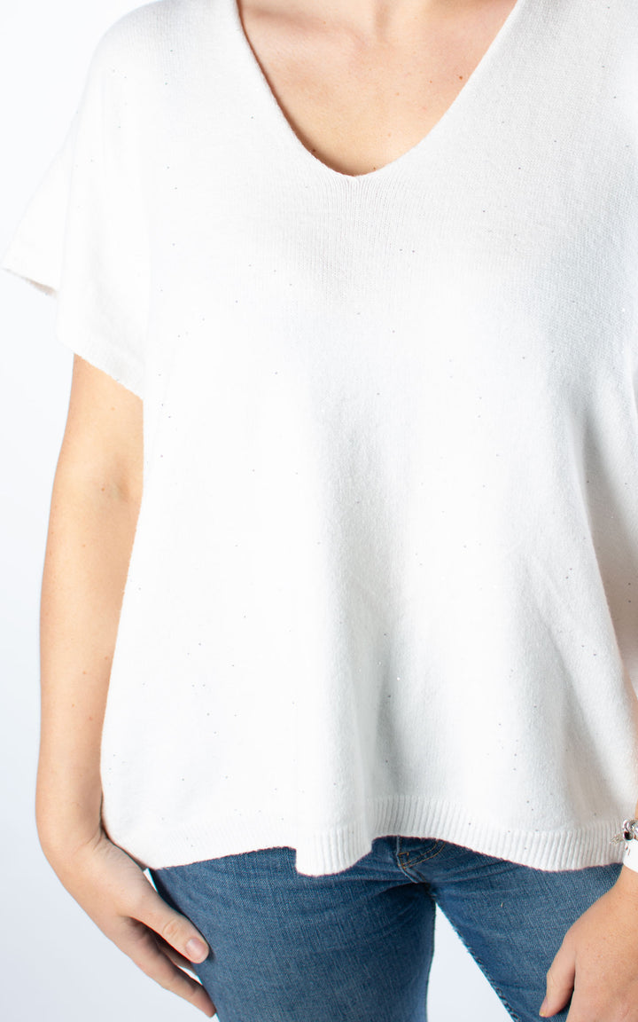 Sparkle V-Neck | Winter White