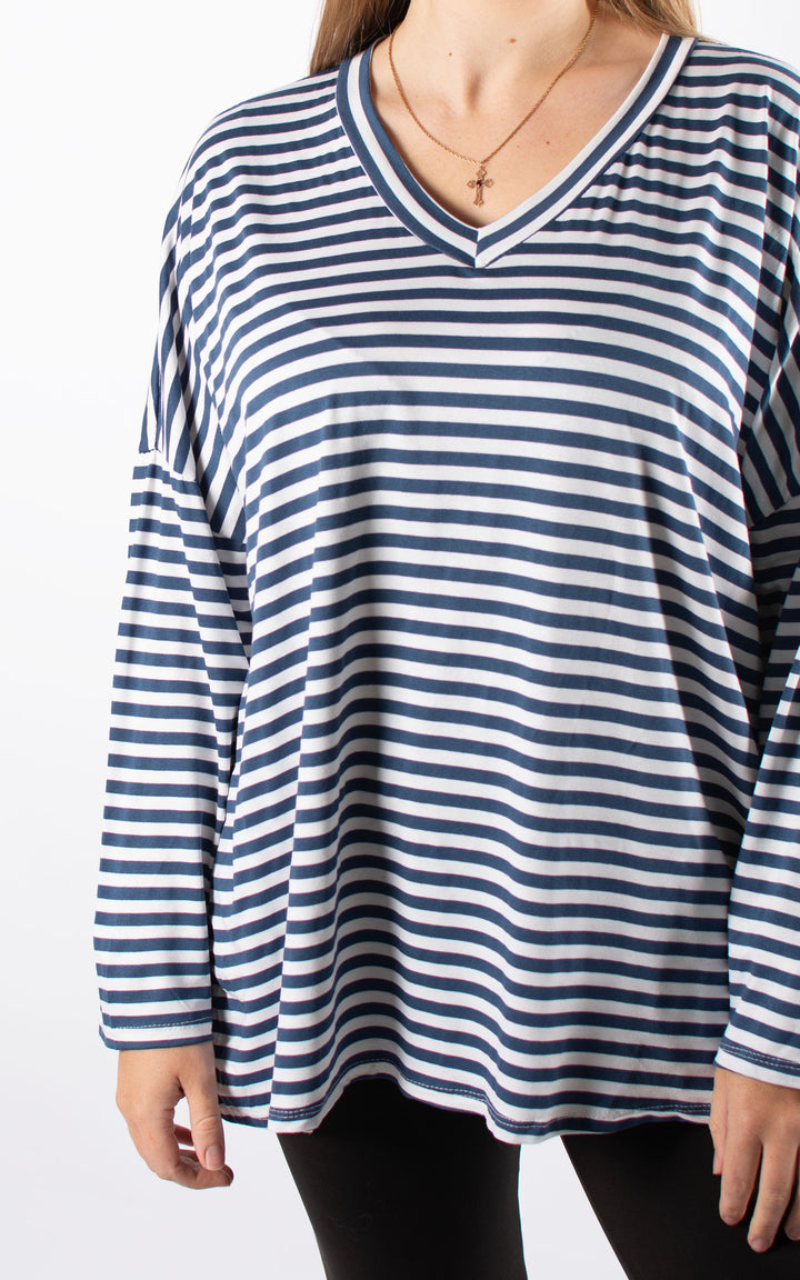 Striped V-neck | Denim