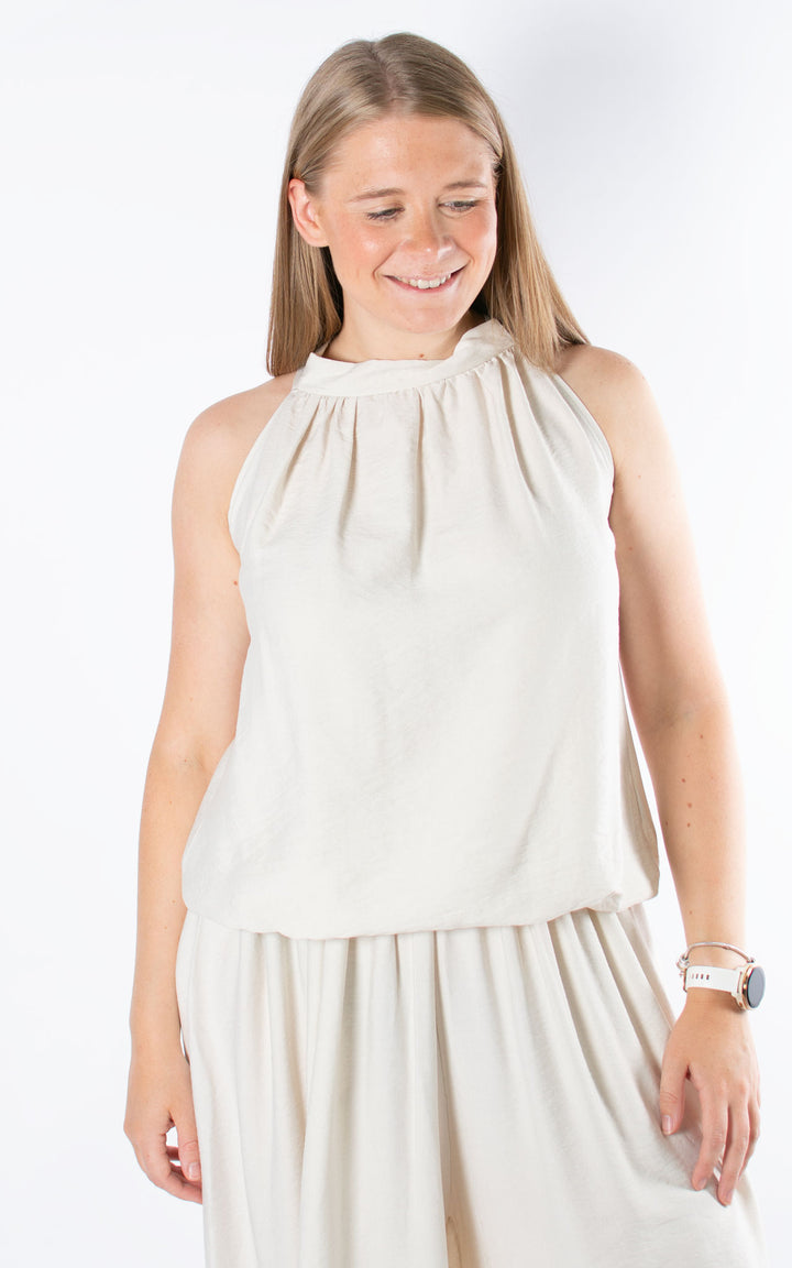 Tara Halterneck Top | Beige