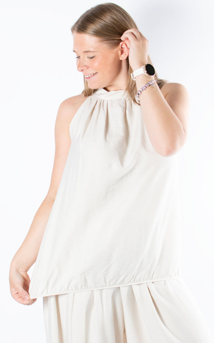 Tara Halterneck Top | Beige