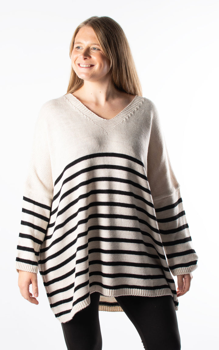 Toya Stripe Jumper | Beige