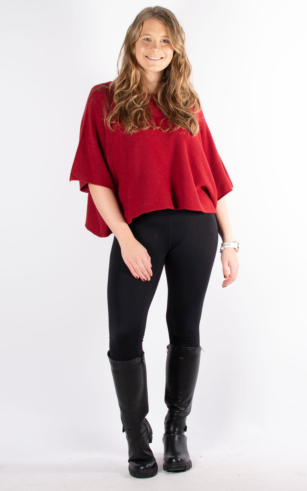 Pia Cropped Jumper | Mulberry Red